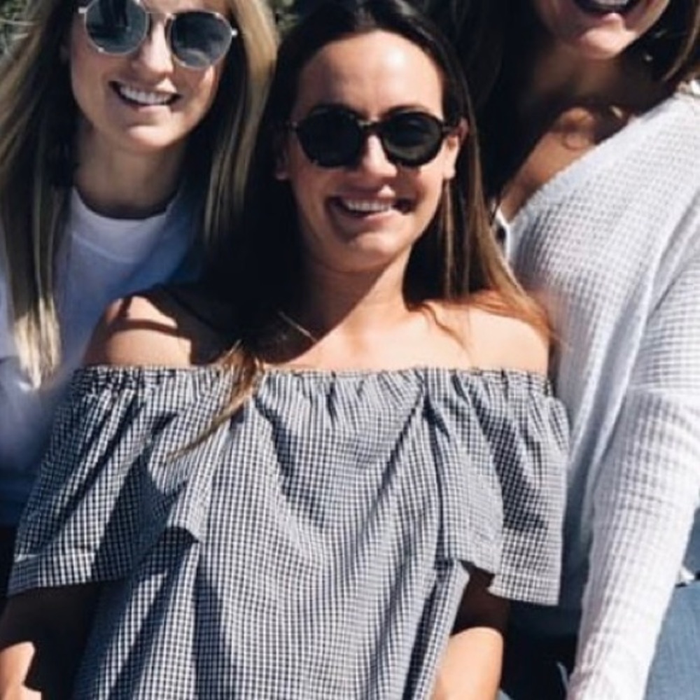 Off the shoulder gingham top